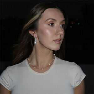 Gemnel Custom Vintage 925 Plata 14K Pendientes chapados en oro Mujeres Perla Joyería encantadora Azul Circón Pendientes de perlas barrocas - Product Image 4