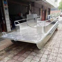 Bateau ponton de luxe miniature en aluminium de 13 pieds, kit de bateau en aluminium soudé, pontons en aluminium pour bateau ponton