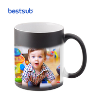 Tasses à café en céramique noire personnalisables BestSub, thermosensibles, à changement de couleur magique, 330 ml, pour sublimation, vente en gros B2B, personnalisées