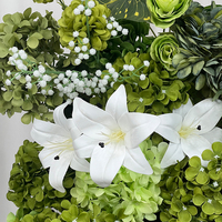 Bunga Hydrangea, Lili Putih, Baby's Breath, dan Lotus Buatan yang Realistis dan Indah untuk Dekorasi Latar Belakang Tempat Pernikahan