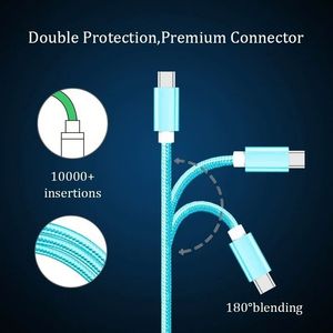 Nylon Type C Fast Charger USB Charging Cable for Android Phones Tablet Chargers Cable Cord - Product Image 6
