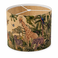 Abat-jour en bambou naturel imprimé, motif tropical, pour lampe de table, pliable, gain de place, vente en gros, OEM