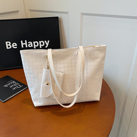 Sac fourre-tout tendance pour femme en PU, motif pied-de-poule, grande capacité, imperméable, avec fermeture éclair et petite bourse assortie
