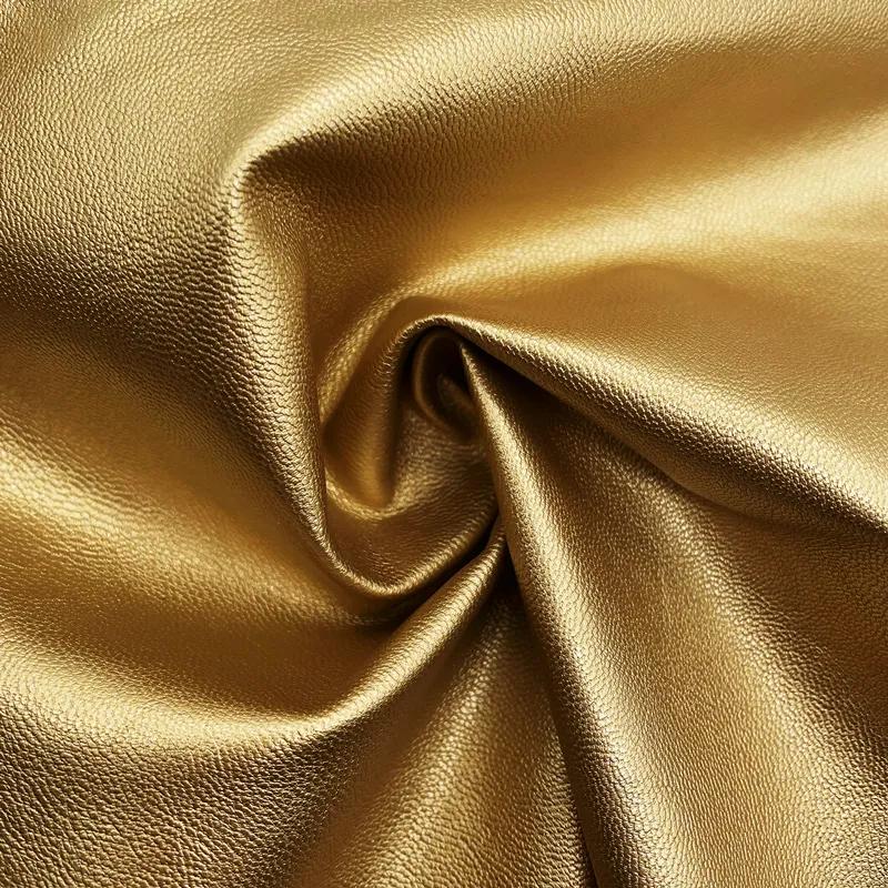 Textura clássica de couro sintético, tecido matelic dourado de couro pu