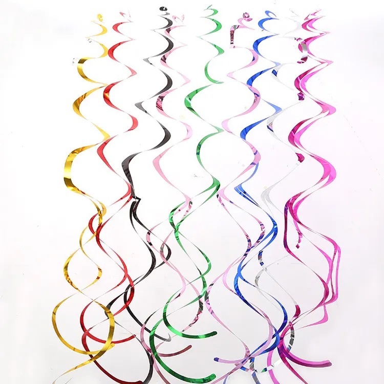Groothandel Gekleurde Plafond Opknoping Swirl Decoratie Metallic Bungelende Wervelingen Voor Verjaardag Wedding Party
