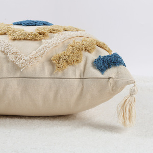 Funda de Almohada Moderna Tejida con Diseño Geométrico, Hecha a Mano en India, 100% Algodón Ecológico, para Uso en el Hogar, Sala de Estar, Dormitorio, Cojín Lumbar - Product Image 2