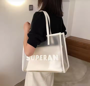 Grand sac de plage transparent en PVC imperméable pour l'été Sac à provisions personnalisé Sac fourre-tout transparent pour femme PVC transparent imperméable - Product Image 2