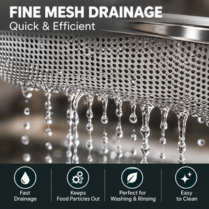 Passoire de cuisine réglable en acier inoxydable à mailles fines, panier de drainage extensible avec poignées antidérapantes pour fruits et légumes - Product Image 4