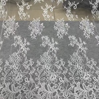 Tissu en dentelle brodée double face 100% nylon avec paillettes, 49/50'' pour robe, OEM ODM