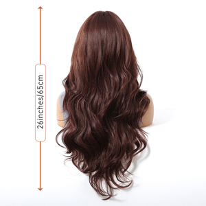 Style libre 13x6 dentelle perruque future fibre synthétique vague naturelle <span class=keywords><strong>cheveux</strong></span> bouclés perruque vraie Photo haute densité rouge brun vin rouge - Product Image 6