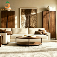Ensemble de canapés sectionnels en tissu tendance avec accoudoirs à rainures pour salon de villa, canapé en forme de L avec structure en bois massif