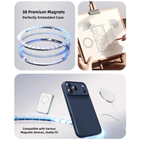 Coque de protection magnétique fine en silicone liquide mat avec anneau pour iPhone 17 Pro Max
