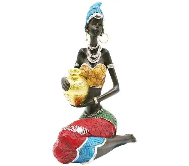 Figura de escultura africana tribacia 7.5 ", decoração feminina colecionável, arte decorativa para casa, presente vintage