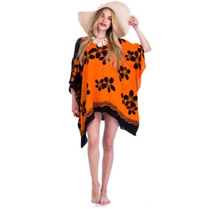 Vestido Poncho de Playa para Verano, Estampado Floral, Informal, Traje de Baño, Ropa de Playa - Product Image 1