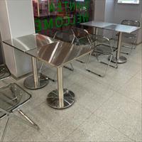 Ensemble table et chaises rectangulaires en acier inoxydable, mobilier de salle à manger commercial moderne et écologique pour restaurant, villa, salon de thé