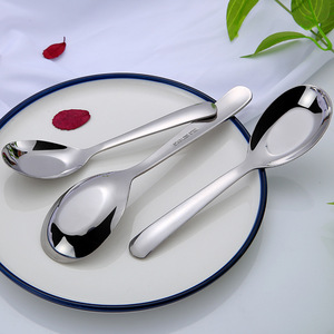 076 Cross-border 304 Stainless Steel <b>Round</b> Handle Flat Bottom Spoon, Deepened Spoon Head, Creative New Chinese Style Soup Spoon - Product Image 2