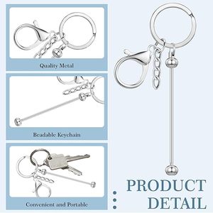 Best Seller DIY Beadable Keychain Set Blank Metal <b>Keyring</b> Bars with Silicone Beads for Personalized Gift Craft Making Kit RTS - Product Image 3