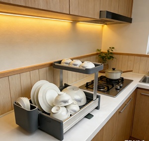 <span class=keywords><strong>Scolapiatti</strong></span> da Cucina a 2 Livelli, Grande <span class=keywords><strong>Scolapiatti</strong></span> con Vassoio Raccogligocce e Porta Utensili in <span class=keywords><strong>Vetro</strong></span> - Product Image 1