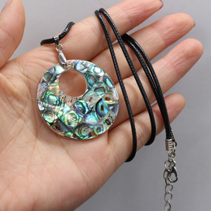 Elegant Women's Natural Mother-of-Shell Abalone <strong>Pendant</strong> 2MM Leather <strong>Cord</strong> <strong>Drop</strong>-shaped Water <strong>Drop</strong> Classic Chains Romantic Gift - Product Image 2