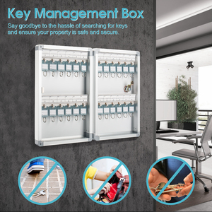 GLosen E0072 Wandgemonteerde sleutelkast van aluminiumlegering met 72 sleutelhangers en sleutelslot, geschikt voor autodealers/immobilisatiebureaus, etc. - Product Image 2