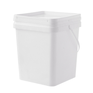 Secchio quadrato bianco da 15 litri da 4 galloni per alimenti con coperchio produttore - Product Image 1
