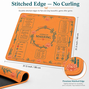 Luxury Orange Botanical Mahjong Table Mat Noise Reduction Neoprene Game Play Mat with Travel Bag for Gifts - Product Image 6