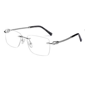 2025高品質メタルリムレス光学フレーム無処方長方形眼鏡メガネアンチブルーライト付き - Product Image 2