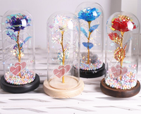 Bunga Mawar Kaca Berlapis Emas 24k dengan Lampu LED, Hadiah Terpanas Hari Valentine, Grosir Pabrik