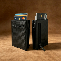 Dompet Kulit PU Premium Anti-RFID, Tempat Kartu Otomatis Pop-Up dengan Kantong Uang, Dompet Minimalis Ultra Tipis untuk Pria