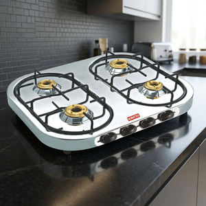 KIMATSU - Estufa de Gas de Mesa de 4 Quemadores con Encendido Manual, Superficie de Vidrio Cerámico Resistente al Calor, Acero Inoxidable, Certificación CE, Fácil de Usar - Product Image 2