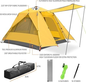Carpa de Camping Familiar Automática OEM - Refugio Impermeable para 3-4 Personas, con Toldo y Postes de Aluminio - Product Image 5