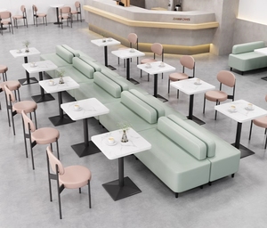 Nouvelle conception élégante de bancs de <span class=keywords><strong>restaurant</strong></span>, ensembles de table à manger en marbre et de chaises en métal, ensembles de canapés pour café, hôtel, salon de thé - Product Image 2