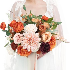 Floweroyal Handmade Silk Artificial Peony Bouquets Pink Wedding Party <b>Table</b> Centerpieces Home Decor - Product Image 3