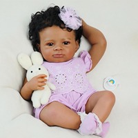 Poupée Reborn Afro-Américaine Noire de 20 Pouces, Peau Foncée Réaliste, Nouveau-né, Bébé, Peinte à la Main, Réaliste, Cadeau de Collection