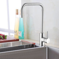 Robinet de cuisine moderne à poignée unique en acier inoxydable SUS304, chaud/froid, rotation à 360 degrés, avec cartouche céramique, pour évier et lavabo