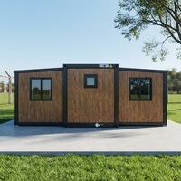 Maison conteneur extensible 20 pieds en bois grainé, moderne, certifiée CE, étanche et résistante au vent, maison modulaire pour maison d'hôtes de jardin