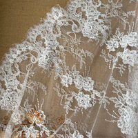 DELACE SXGN Dentelle Chantilly française exquise avec cordons, dentelle à cils brodée, tissu perlé, dentelle cordonnée pour robe de mariée