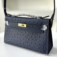 Nouvelle Pochette Bandoulière Exclusif Transfrontalier MINI Première Génération en Cuir Véritable à Motif Autruche Style Européen-Américain
