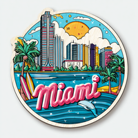 Aimant de réfrigérateur 3D personnalisé, souvenir de voyage de Miami Beach, paysage pittoresque avec style campagnard aux États-Unis
