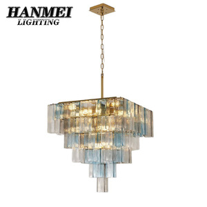 French Murano Glass <b>LED</b> Chandelier Adjustable Height-Warm White <b>Light</b> <b>for</b> Villa Bedroom Living <b>Room</b>-Retro Luxurious Lighting HM- - Product Image 1
