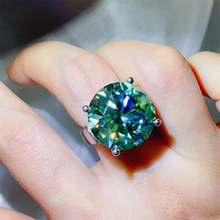 Fabrik-Großhandel 925 Sterling Silber Schmuck Mode Rundschliff 20-Karat Grüner Moissanit-Ring für Damen