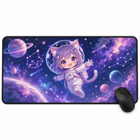 Vigreat Tapis de souris personnalisé motif rêve pastel, tissu imperméable, design étoile et lune, accessoires de bureau