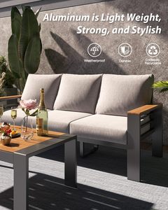 <span class=keywords><strong>Set</strong></span> di mobili da <span class=keywords><strong>giardino</strong></span> con combinazione per il tempo libero da <span class=keywords><strong>giardino</strong></span> in alluminio <span class=keywords><strong>grigio</strong></span> 5 pezzi - Product Image 2