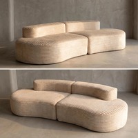 110,24 Zoll großes, vollständig komprimiertes 2-Sitzer-Sofa aus Cord mit 2 Lendenkissen – Gemütliches, tiefes Sitzpolster, ideal für Apartments