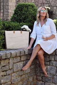 Custom Bridal Gift Party Reusable Women's Outer Pocket Leather Handle <b>Large</b> Canvas Tote Bag Luxury - Product Image 6