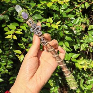 Varita mágica de brujería tallada, palo de hadas de cristal crudo, mago de piedras preciosas, accesorios de Cosplay de Halloween, colección de bruja hechicera - Product Image 3