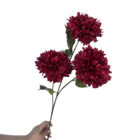 Fleurs artificielles Dahlia Chrysanthème, 3 têtes, fausses fleurs pour mariage, maison, hôtel, arrangement floral, décoration