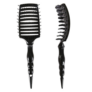 Black <b>Wide</b> Tooth Hair <b>Comb</b> Large Size Plastic Home Use Unisex Curved Design - Product Image 4