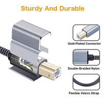 Kabel Printer 2FT, kabel pemindai kecepatan tinggi, kabel Printer USB, kabel kepang nilon 2.0 tipe a Male ke B Male