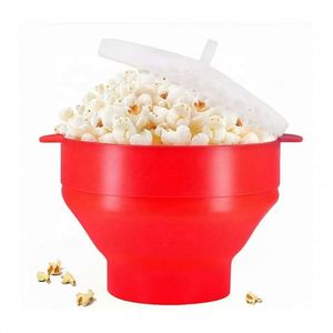 Tazones de Silicona Plegables para Palomitas de Maíz con Tapa, de Alta Calidad, con Logotipo Personalizado, Aptos para Microondas, para la Noche del Cine en Casa - Product Image 1